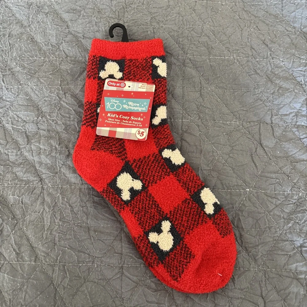 Youth DISNEY 100 Retro Reimagined Cozy Socks Target Exclusive NEW Red Black